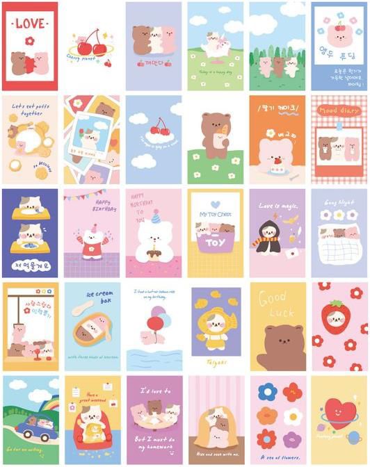 Aesthetic Cute Stickers Pack - Waterproof Vinyl Cartoon Decals for Water Bottles, Laptops, Scrapbooking, Kawaii Stationery Supplies sticker journal sticker