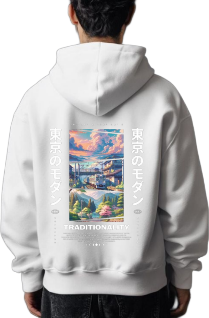 TRADITIONALITY Back text oversize hoodie White back 59