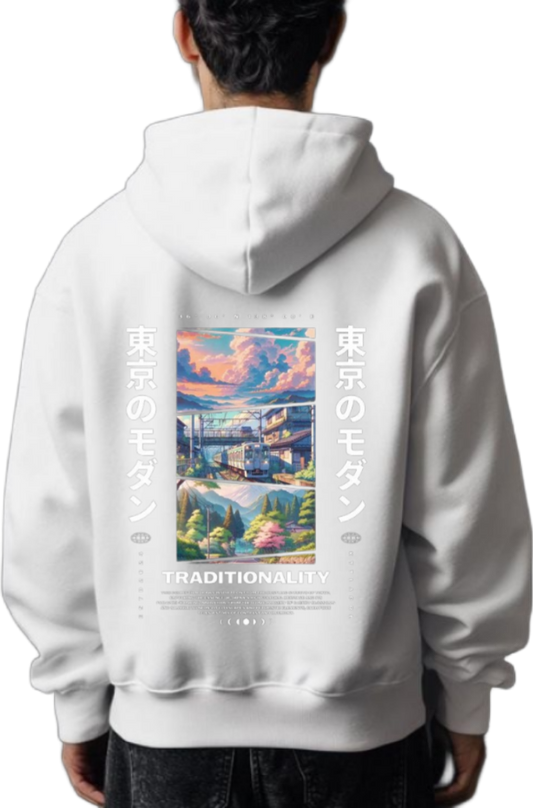TRADITIONALITY Back text oversize hoodie White back 59