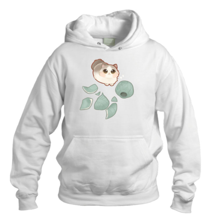 cat Oversize Hoodie White 59