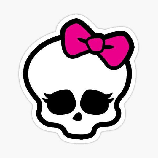 Sticker White cartoon skull with black stripes 59