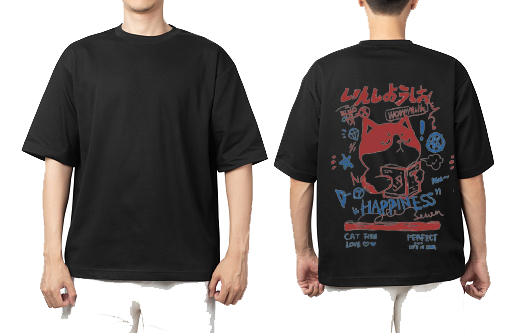 HAPPINESS Back text One Size t- shirt Black Back 55