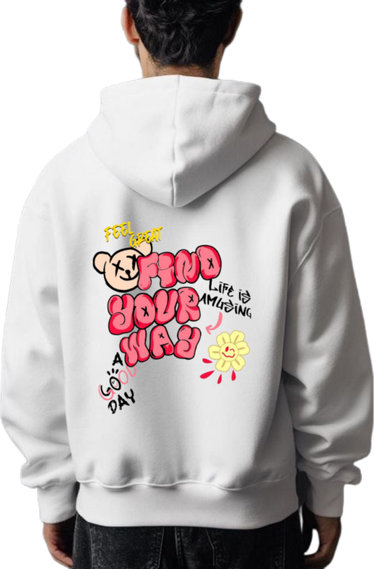 Find Your Way Over Size hoodie White Back 79
