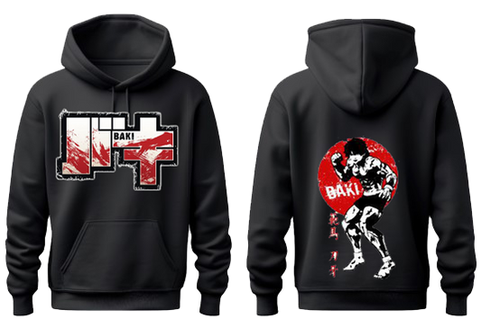 Anime baki oversize hoodie Black Back 14