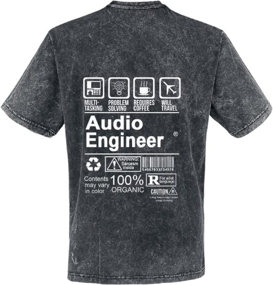 Audio Engineer Back text One Size t- shirt Washed Back 85