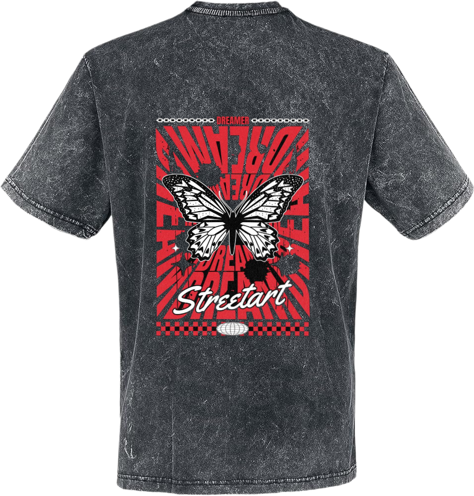 Streetart t- shirt Over Size Washed Back 5