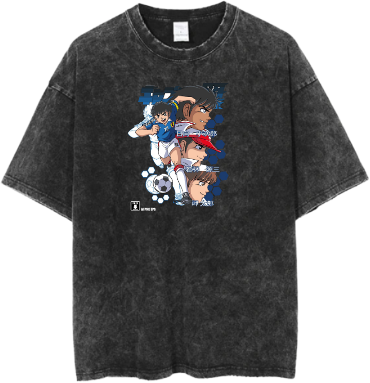 Captain Tsubasa t- shirt Over Size Washed 5