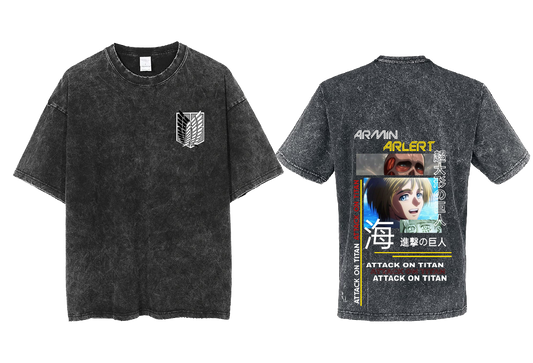 Anime Attack on titan shingeki no kyojin eren levi mikasa Aot Oversize t- shirt Washd acid back 5