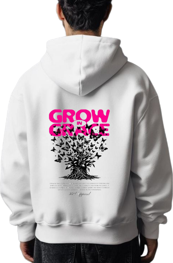 GROW GRACE Over Size hoodie White Back 25