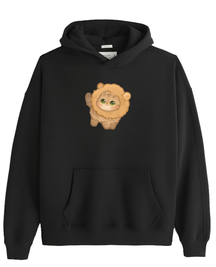 cat Oversize Hoodie Black 5