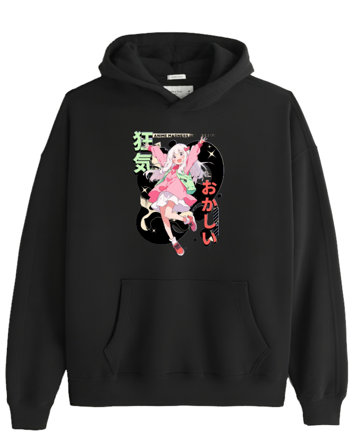 RANDOM ANIME GIRL Oversize  Hoodie Black 5