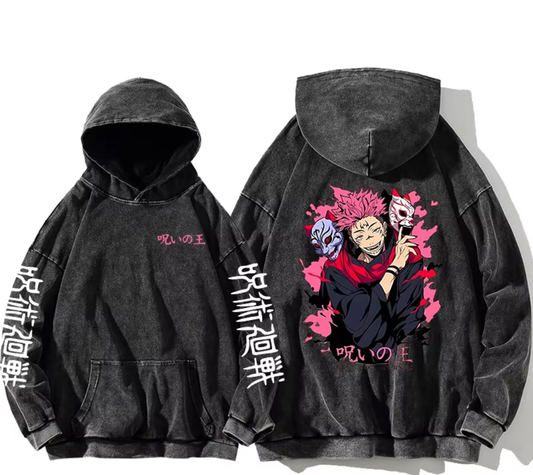 jujutsu kaisen GOJO Oversize Washd Hoodie gray 10