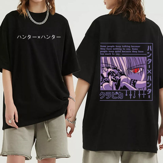 Hunter x Hunter Anime T-Shirt, Black Gon and Killua Skateboard Graphic Tee, Vintage Aesthetic Oversized Streetwear Top for Men and Women 5