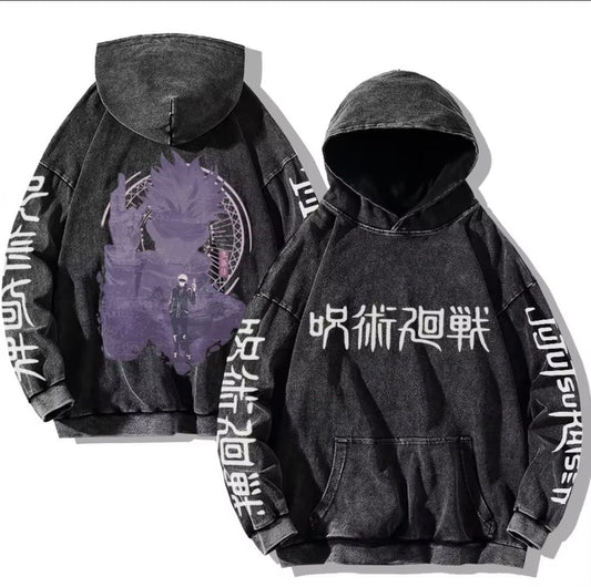 jujutsu kaisen GOJO Oversize Washd Hoodie gray 9