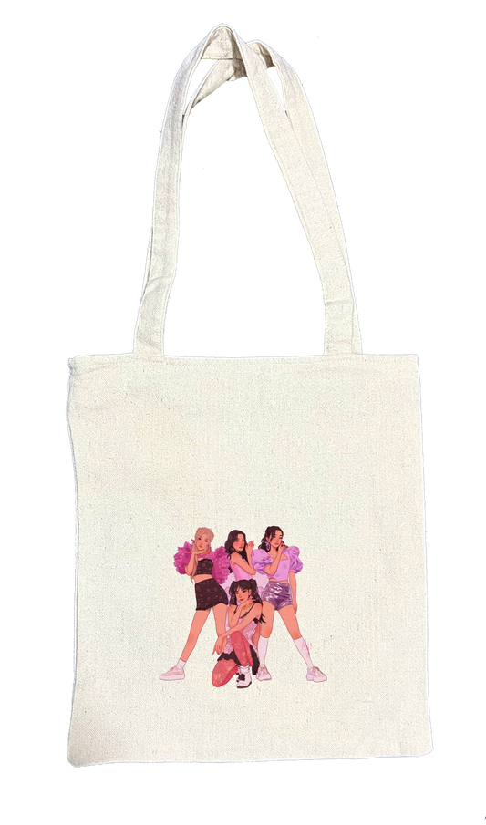 Black pink tote bag beige 4