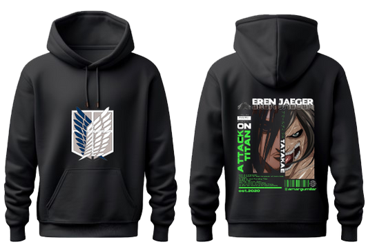 Anime Attack on titan shingeki no kyojin eren levi mikasa Aot Black Oversize HOODIE back 5