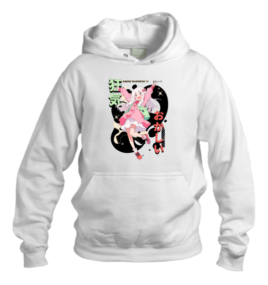 RANDOM ANIME GIRL Oversize  Hoodie White 5
