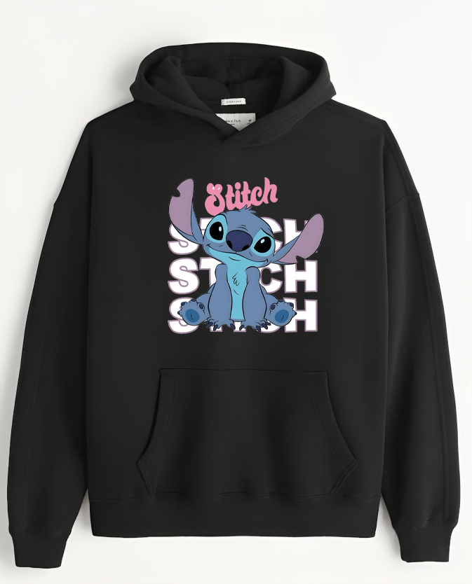 stitch Over Size hoodie Black 5