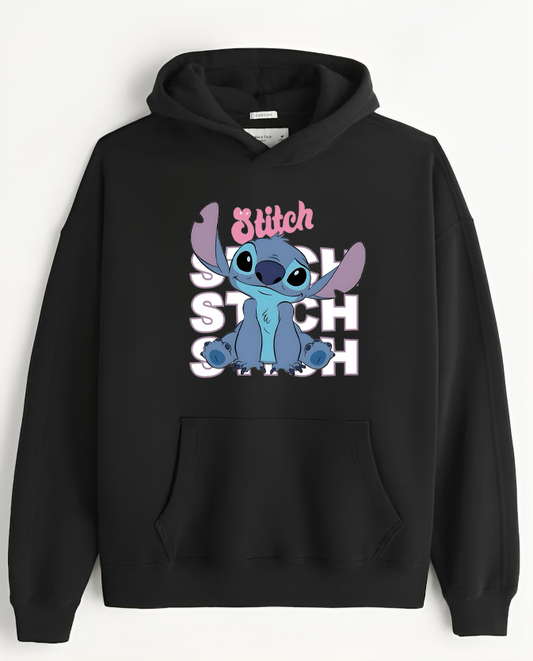 stitch Over Size hoodie Black 5