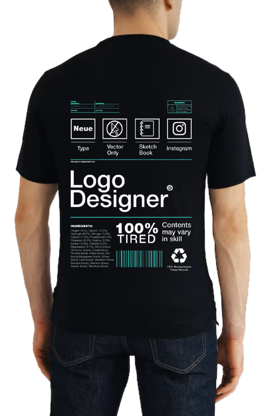 Logo Designer Back text One Size t- shirt Black Back 119