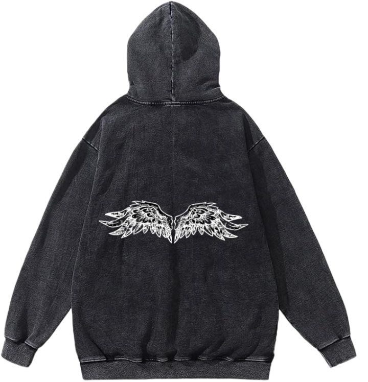 Goth Oversize  Hoodie Washed gray Back 5