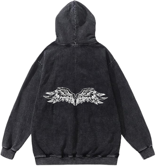 Goth Oversize  Hoodie Washed gray Back 5