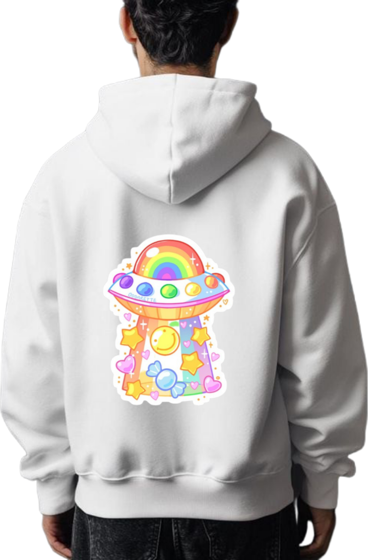 aliens Oversize Hoodie Back White 5