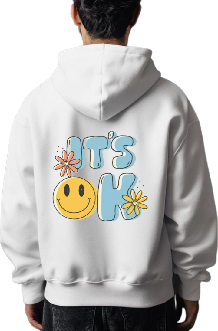 IT'S OK Over Size hoodie White Back 55