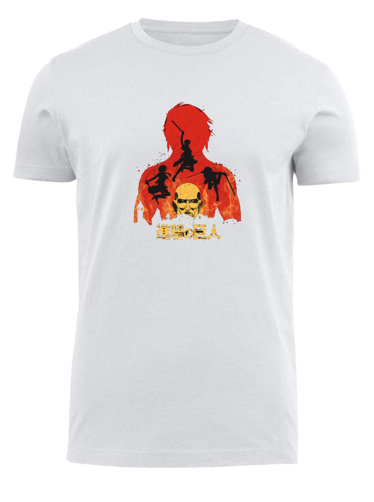 Anime Attack on titan shingeki no kyojin eren levi mikasa  Aot white fit t- shirt 5