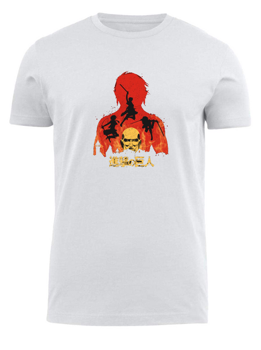Anime Attack on titan shingeki no kyojin eren levi mikasa  Aot white fit t- shirt 5
