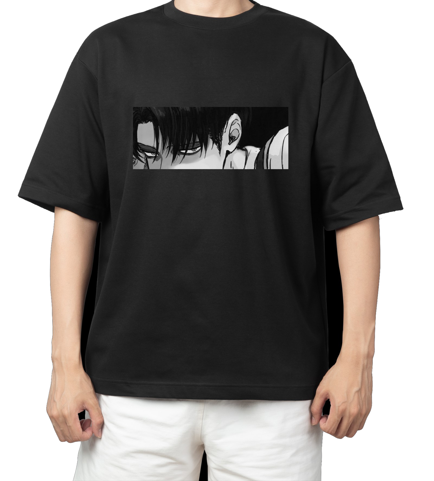Anime Attack on titan shingeki no kyojin eren levi mikasa  Aot black  Oversize  t- shirt 5