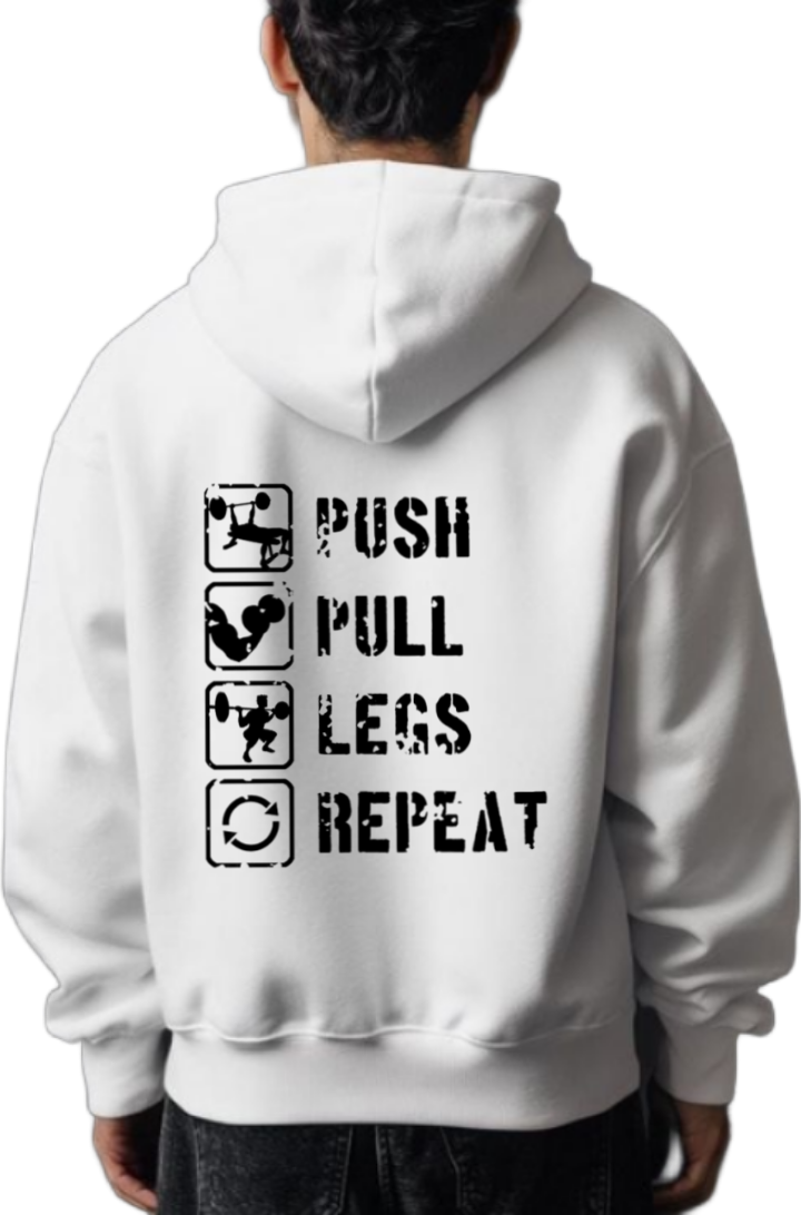 PUSH Back text oversize hoodie White back 5