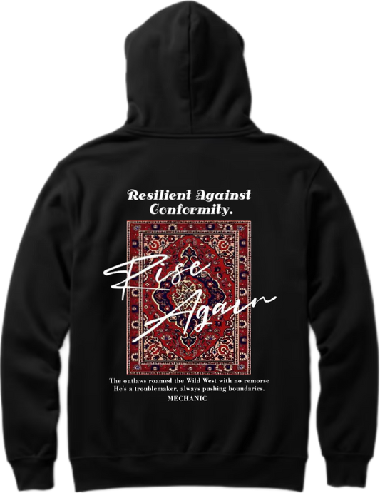 Resilient Against Conformity. Over Size hoodie Black Back 104