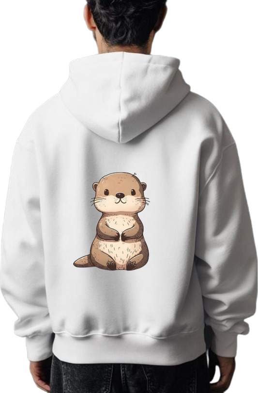 otter One Size hoodie White Back 5