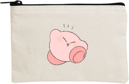Kawaii Cute Kirby Canvas Makeup Pouch, Aesthetic Pink Anime Character Small Zipper Makeup Bag, Pencil Case, Travel Toiletry Pouch for Women and Girls 5