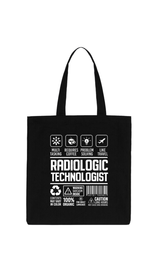 RADIOLOGIC TECHNOLOGIST Back text tote bag Black 120