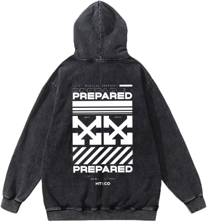 PREPARED Over Size hoodie Washed Back 5