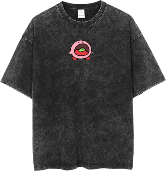 Vintage Washed Kirby Anime Graphic T-Shirt, Kawaii Y2K Aesthetic Grunge Tee, Casual Oversized Short Sleeve Top 5