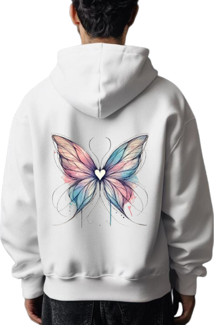 butterflies Oversize Hoodie White Back 5