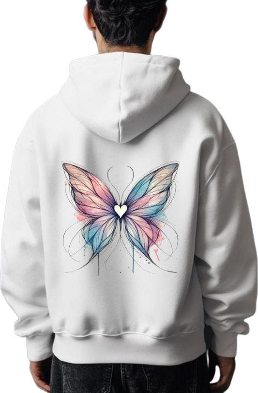 butterflies Oversize Hoodie White Back 5