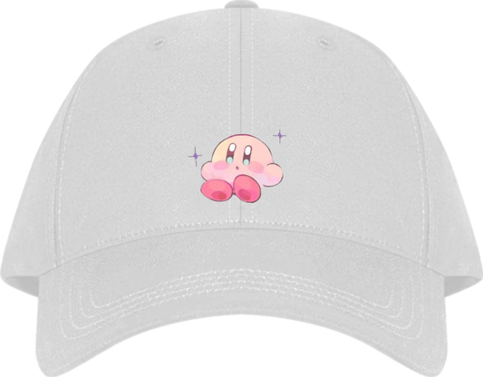 Cute Anime Kirby Baseball Cap, Kawaii Pink Character White Dad Hat, Adjustable Y2K Streetwear Sun Cap for Women and Men 5