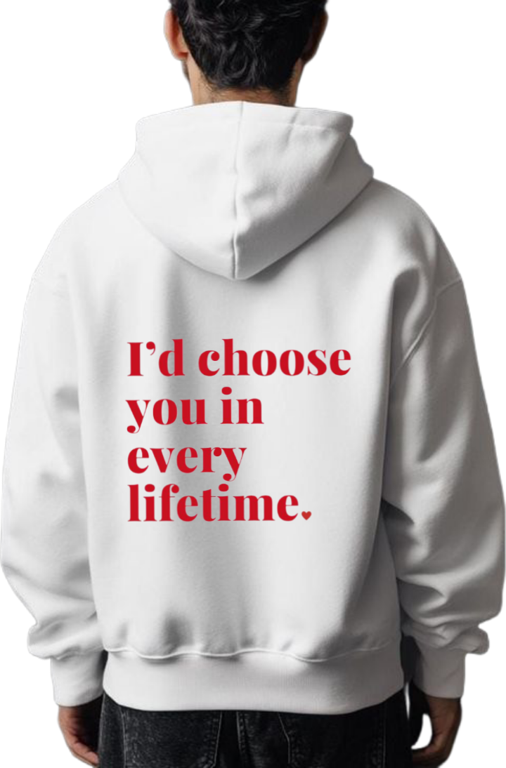 VaIentine coupIe Oversize Hoodie White Back 9
