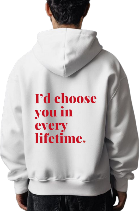 VaIentine coupIe Oversize Hoodie White Back 9