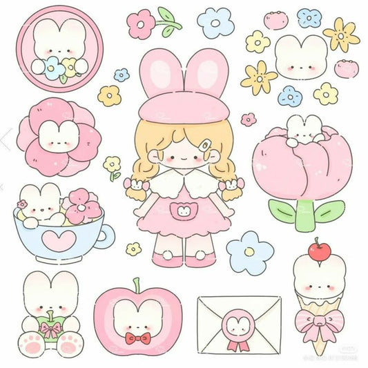 Aesthetic Cute Stickers Pack - Waterproof Vinyl Cartoon Decals for Water Bottles, Laptops, Scrapbooking, Kawaii Stationery Supplies sticker journal sticker