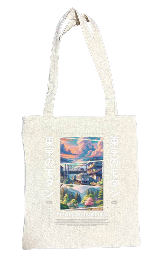 TRADITIONALITY Back text tote bag beige 58