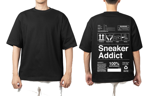 Sneaker Addict Back text One Size t- shirt Black Back 56