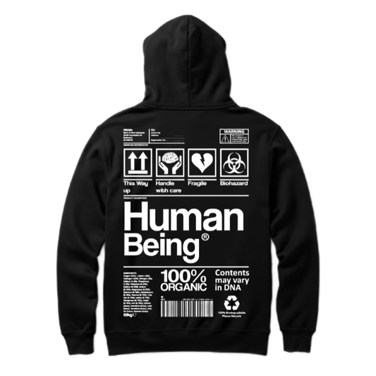 Human Being Back text oversize hoodie back 60