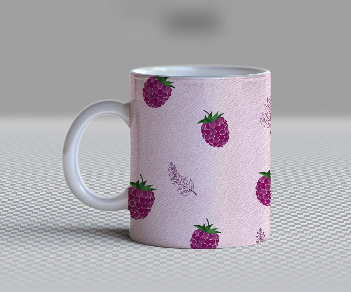 Cute Purple Raspberry Ceramic Coffee Mug – 11oz Aesthetic Botanical Tea Cup, Cottagecore Wild Berry & Fern Leaf Pattern Mug for Coffee Lovers, Lovely Birthday Gift for Women, Girls & Nature Lovers