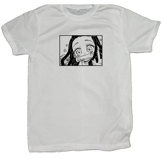 Anime Demon slayer nezuko tanjiro t- shirt fit White 60