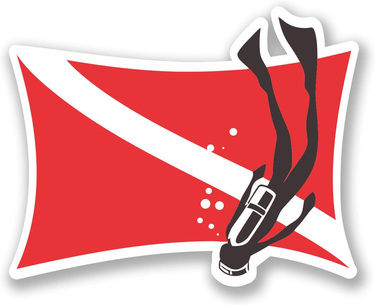 2 x 10cm Scuba Diving Flag Vinyl Stickers
